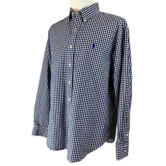 RALPH LAUREN Blue Check Gingham Plaid Long Sleeve Button Front Shirt Size‎ XL - Picture 13 of 13